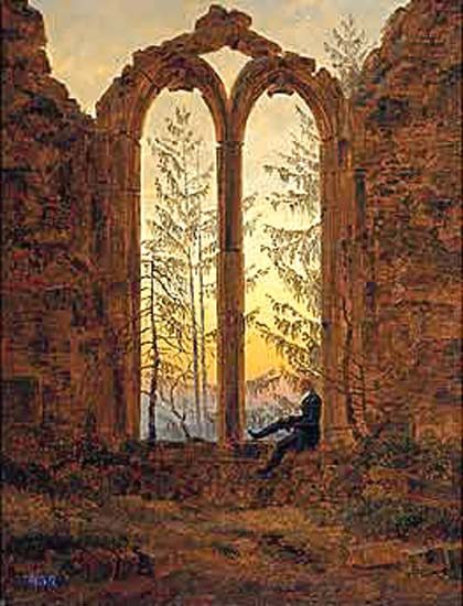 Monasterio de Oybin en ruinas. Friedrich